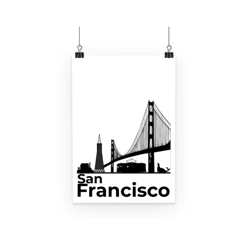Travel Collection Homeware - San Francisco Minimal Poster (Black & White)