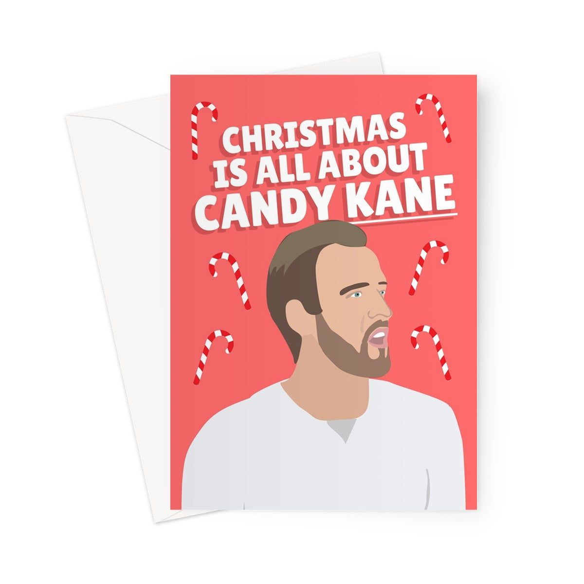 Christmas is All About Candy Kane Funny Pun Harry Football Player England Candy Cane  Greeting Card