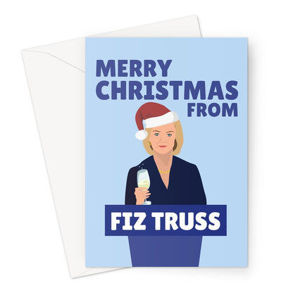 Merry Christmas From Fiz Truss Funny Xmas Politics Prime Minister Boris Pun Greeting Card