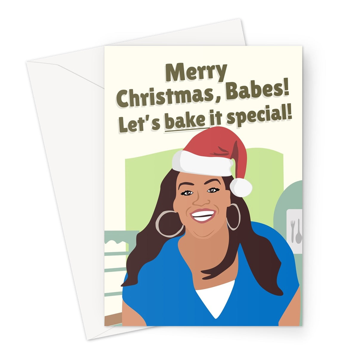 Merry Christmas Let's Bake It Special Funny Pun Alison Hammond TV Show Fan  Greeting Card