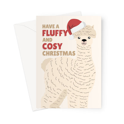 Have a Fluffy and Cosy Christmas Alpaca Animal Farm Love Hairy Llama Fan Cute Kawaii Greeting Card