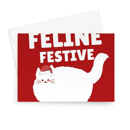 I Hope You Are Feline Festive Christmas Funny Cute Cat Owner Pet Pun Punny Greeting Card