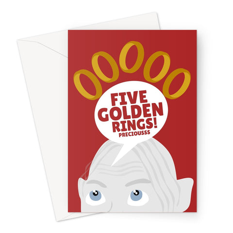Five Golden Rings Precious Funny Movie Icon Christmas Song Film Fan Book Fantasy  Greeting Card