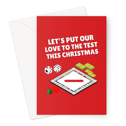 Let's Put Our Love To The Test This Christmas Funny Board Games Xmas Play Arguments Competitive  Greeting Card