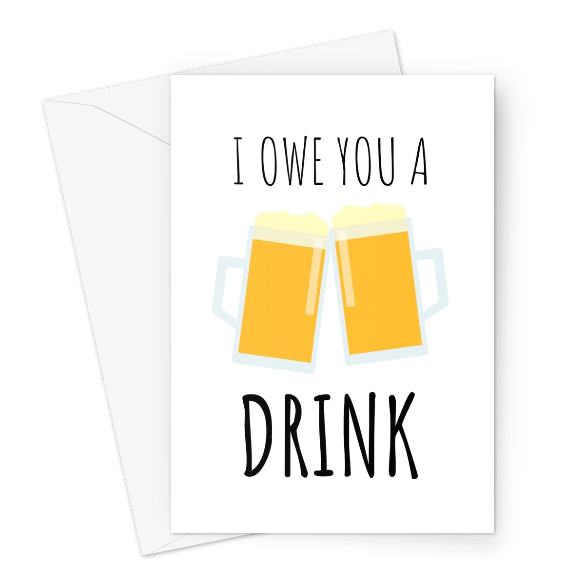 I Owe You A Drink Birthday Anniversary Friends Bar Pub Quarantine Isolation Miss You Funny Love Social Distance Pint Beer Greeting Card