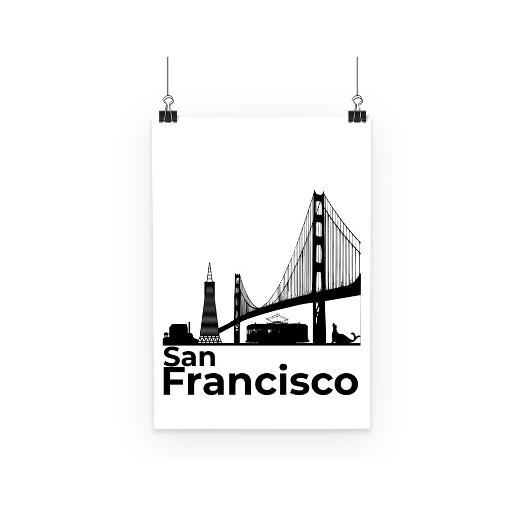 Travel Collection Homeware - San Francisco Minimal Poster (Black & White)