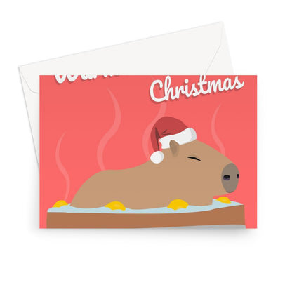 Have a Warm and Relaxing Christmas Capybara Hot Sprint Lemon Bath Funny Cute Animal Greeting Card