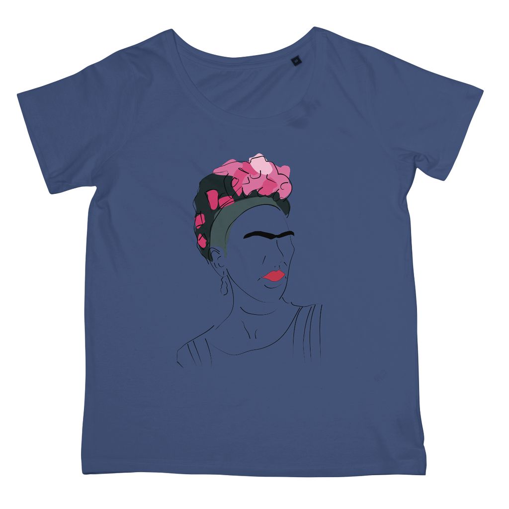 Frida Kahlo Hand Drawn T-Shirt (Cultural Icon Collection, Women's Fit, Big Print)