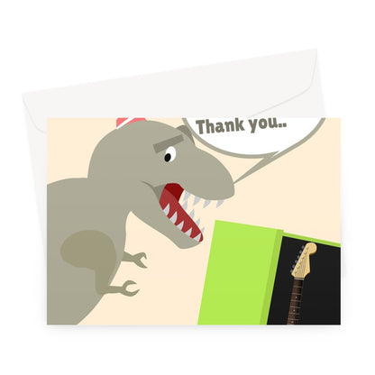 T-rex Birthday Guitar Short Arms Cute Funny Dinosaur Fan Birthday  Greeting Card