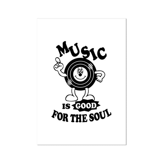 Music Is Good For The Soul Wall Art Print Vintage Style Cartoon Vinyl Record Wall Art Poster