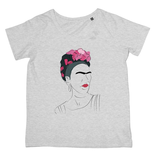 Frida Kahlo Hand Drawn T-Shirt (Cultural Icon Collection, Women's Fit, Big Print)