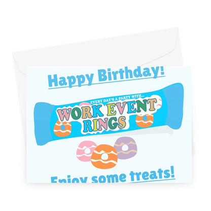 Happy Birthday Enjoy Some Treats Work Event Rings Funny Boris Politics Tory Party Scandal Greeting Card