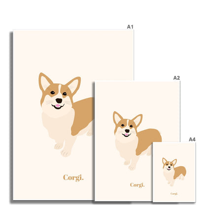 Corgi Dog Pet Wall Art Print Royal British Welsh Cute Wall Art Poster