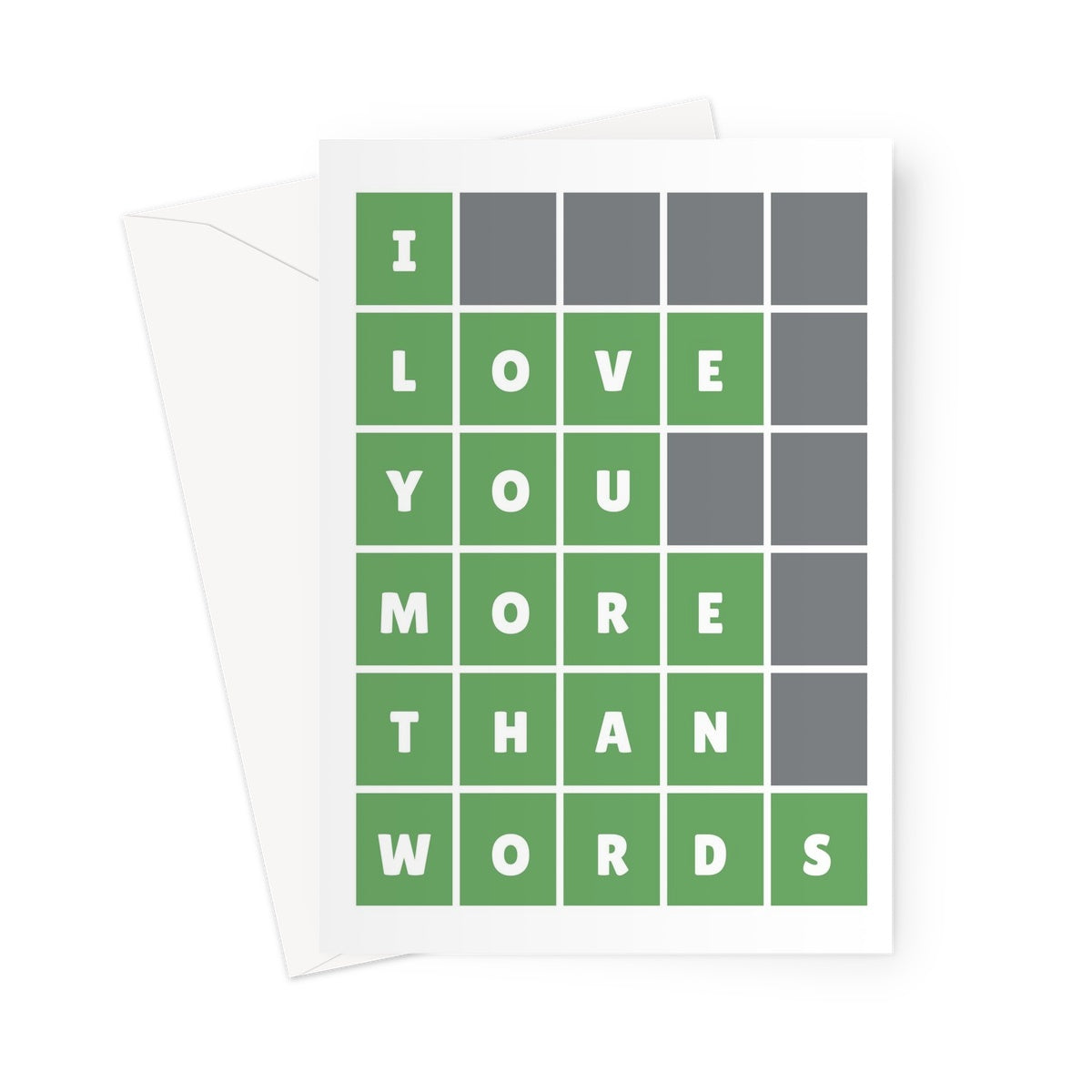 I Love You More Than Words Funny Cute Valentine's Day Anniversary Birthday Wordle App Game Greeting Card