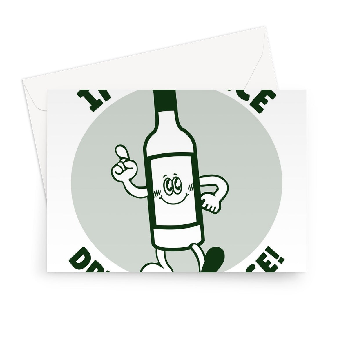 If It's Nice Drink It Twice Birthday Gift Alcohol Funny Wine Bottle Retro Cartoon Greeting Card