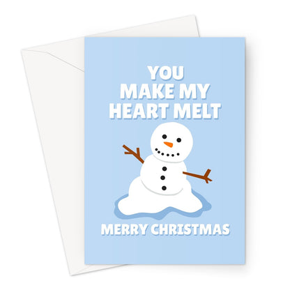 You Make My Heart Melt Merry Christmas Cute Couples Partner Snowman Melting Greeting Card