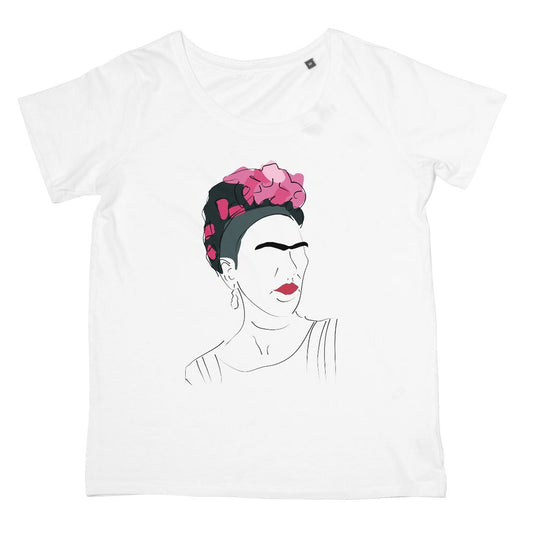 Frida Kahlo Hand Drawn T-Shirt (Cultural Icon Collection, Women's Fit, Big Print)