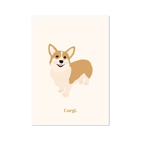 Corgi Dog Pet Wall Art Print Royal British Welsh Cute Wall Art Poster