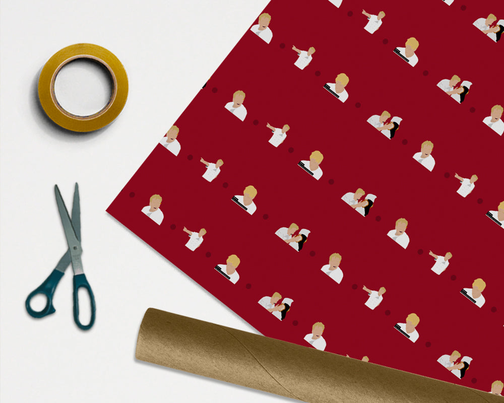 Gordon Ramsay Wrapping Paper - 1M ROLL - Anniversary Birthday Gift Wrap Christmas Xmas Chef Hells Ramsey Fan Funny Oi Panini Idiot Sandwich